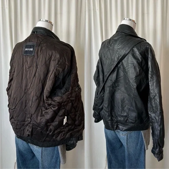 Vintage Pierre Cardin leather bomber jacket with a distressed look Medium. - Picture 4 of 8